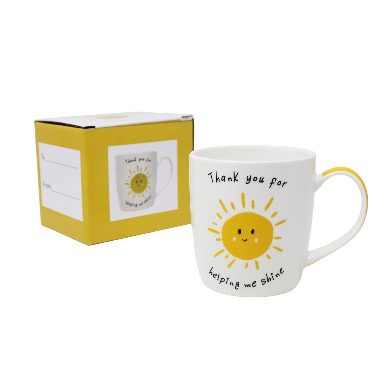 Thank You Teacher Gift Mug End Of Year Helping Me Shine Sunshine Yellow Design