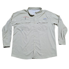 Columbia PFG Blood and Guts III Shirt Men 2XL Beige L/S Fishing Woven FM7046