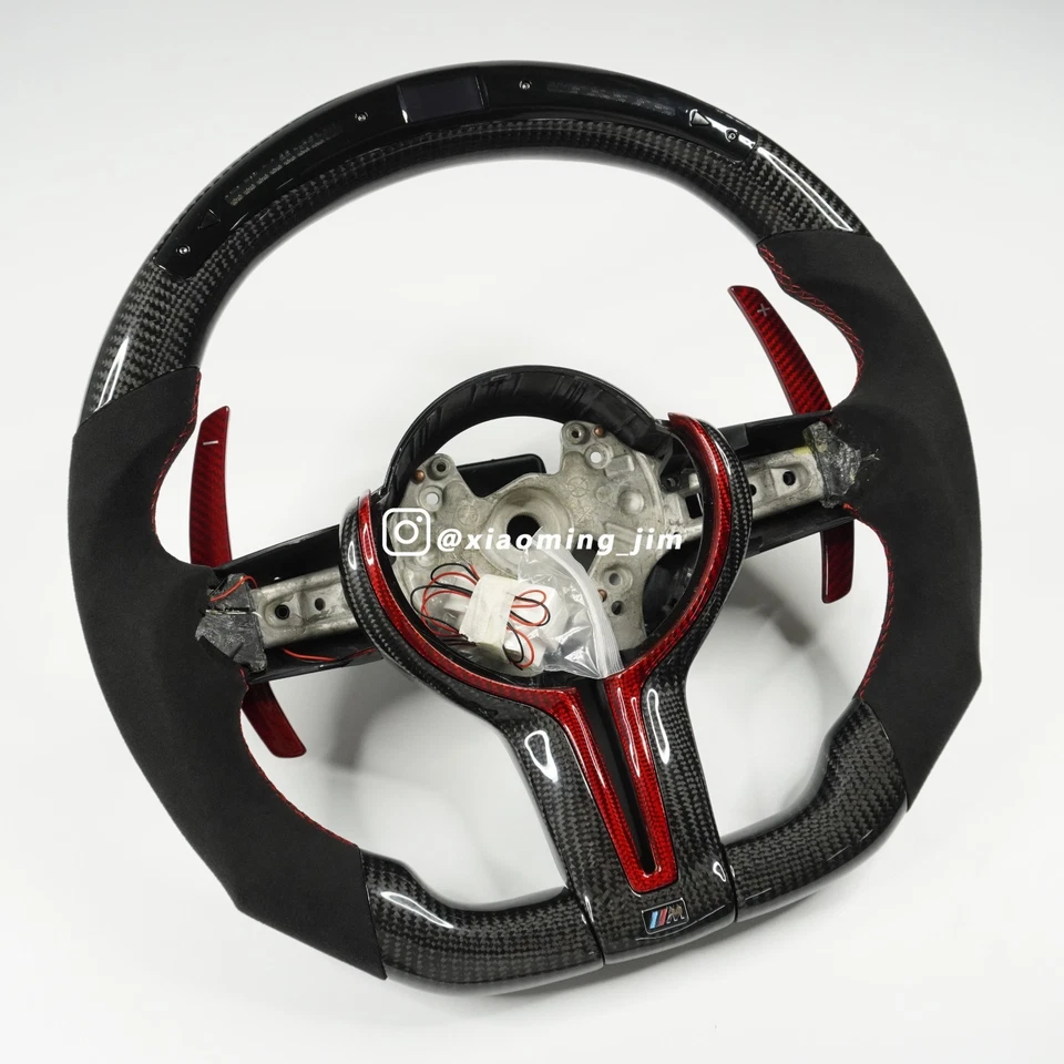 Volante de fibra de carbono napa personalizado apto para BMW F87 M2 F80 M3 F82 M4 M5 Foto 2 de 4