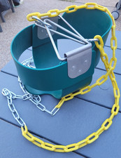 High-Back Baby Toddler Outdoor Bucket Swing, 59" Coated Heavy-Duty Chains Green