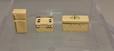 NEW Vintage Micro Mini 1:144 Yellow Pewter Refrigerator Stove Sink