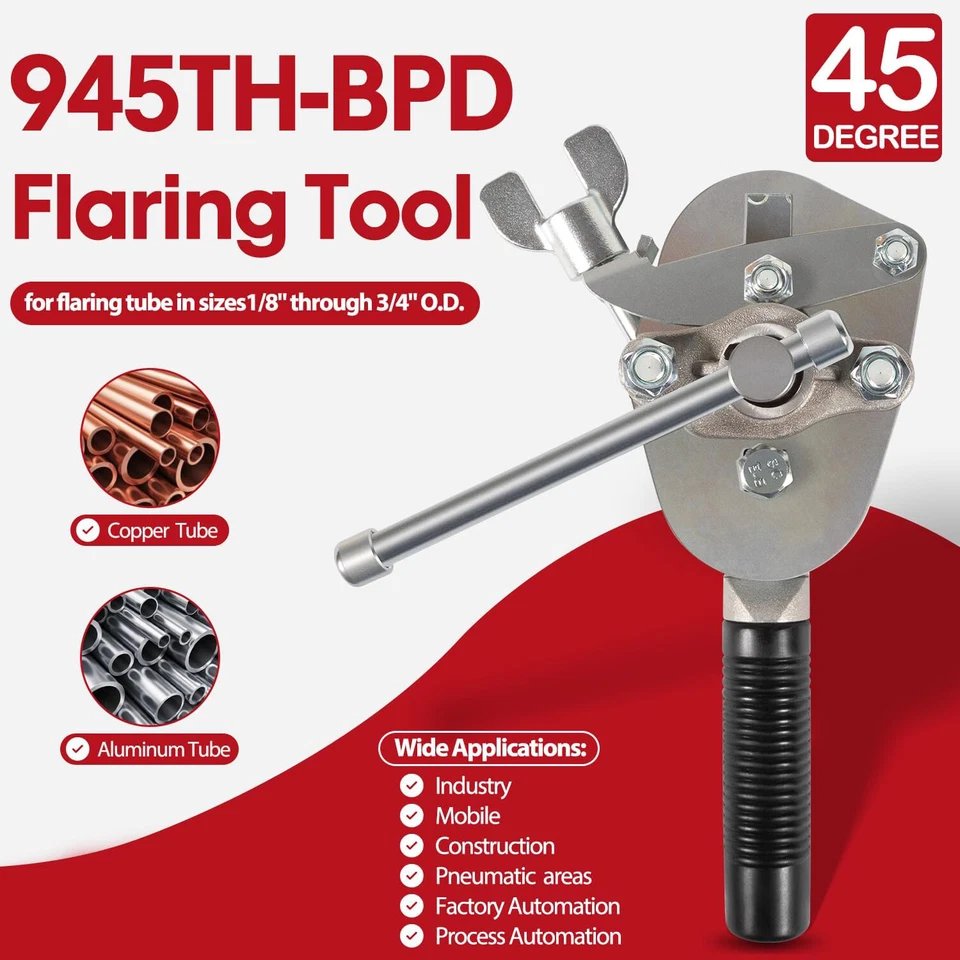 945TH-BPD 45° Manual Rotary Flaring Tool for Soft Metal Tubing, 1/8" - 3/4" O.D. - Image 3 of 4