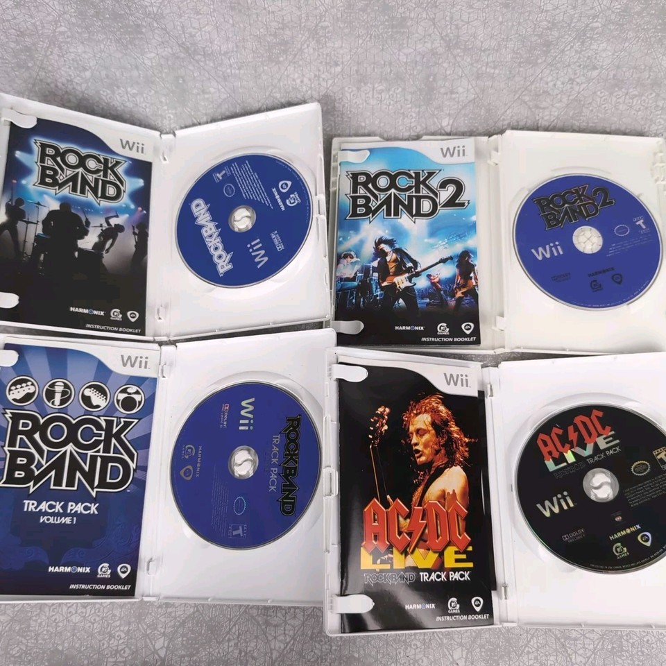 Wii Console Guitar Hero Bundle Games Red Octane Block Head Controllers