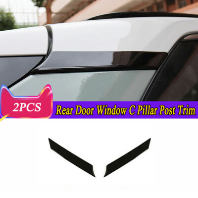 Glossy Black Rear Door Window C Pillar Post Trim Cover For Toyota RAV4 2019-23