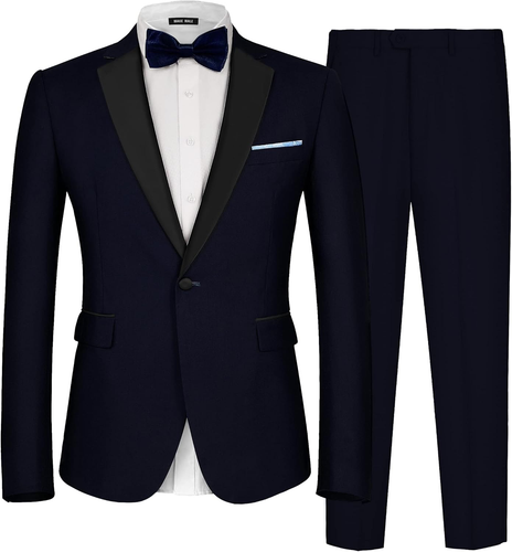 Men'S 2 Piece Suit One Button Slim Fit Formal Wedding Prom Tuxedo Suits Blazer P