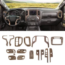 Center Console Interior Trim Cover Kit For Chevy Silverado 19-25 Wood Grain 16pc