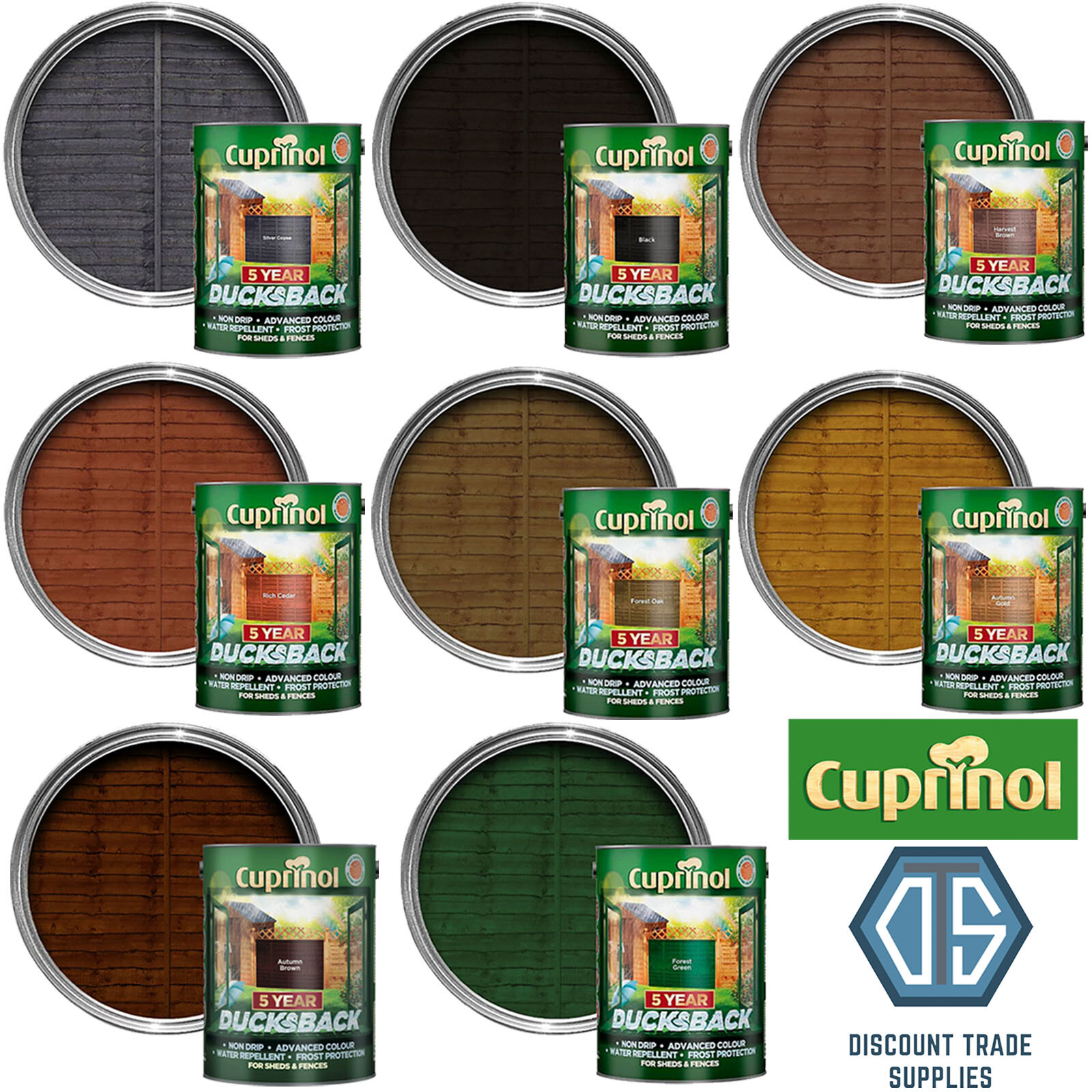 Cuprinol 5 year Ducksback All Colours Fence Wood Paint 5L FREE Next Day
