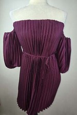NWT! EXPRESS Size XXS Women's Plum Purple Pleated Dress Puff Sleeves