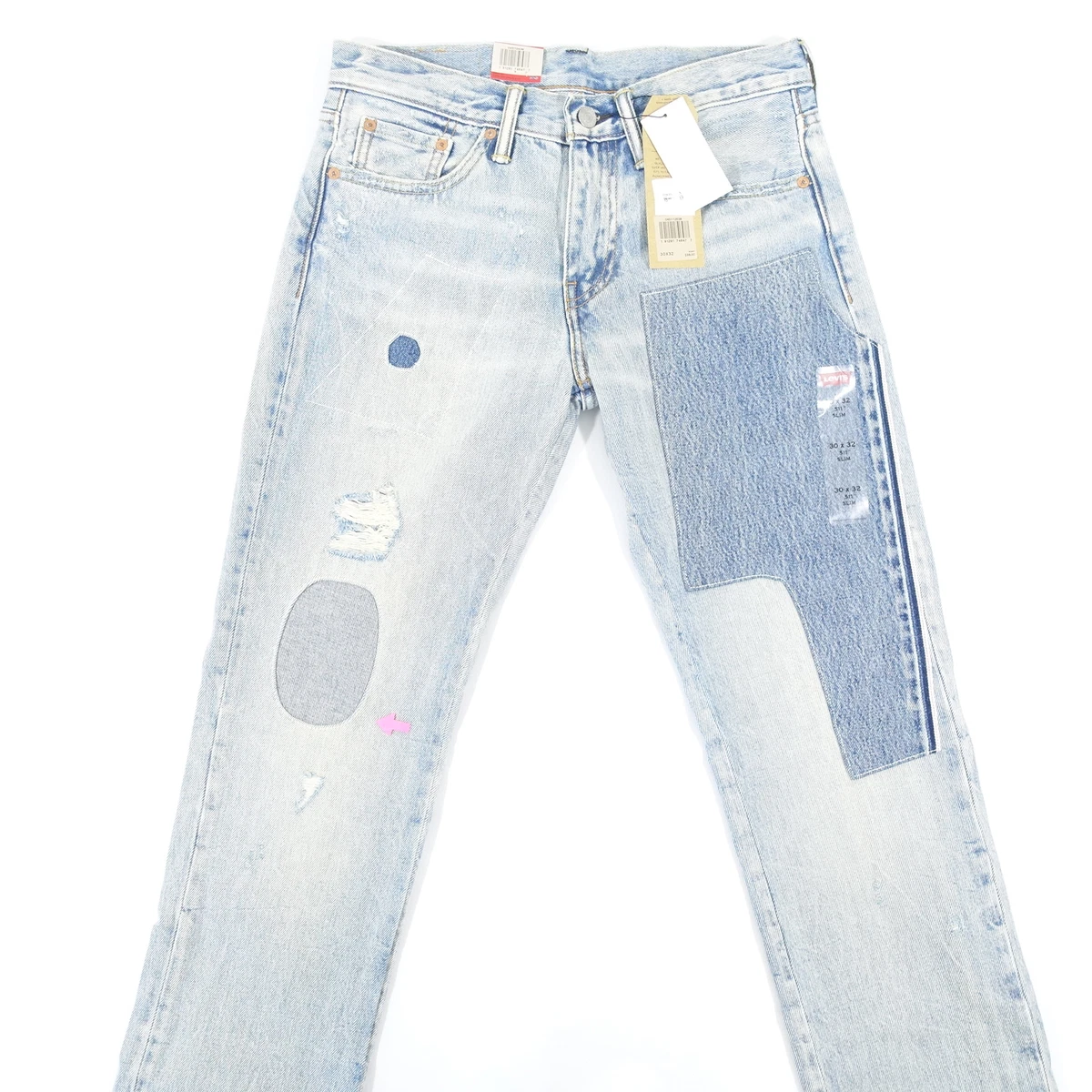 LEVIS 511 2638 FADED BLUE 30X32 RIPPED CUT PATCHED KNEE SLIM JEANS