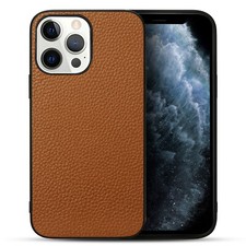 For Apple iPhone 13 14 15 16 Pro Max Case Genuine Leather Skin Back Cover
