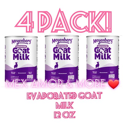 Meyenberg 4 PACK! Evaporated Goat Milk 12 oz Leche de Cabra Evaporada 12 oz  