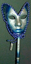 MASQUERADE CARNIVAL MARDI GRAS VENETIAN MASK M8900 Blue Silver