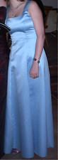 Vera Mont/Abendkleid/hellblau/Satin/Gr 34/bodenlang/ärmellos/Rundhalsausschnitt