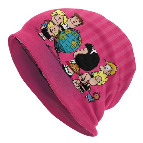 Mafalda Riding A Bike Skullies Beanies Caps Knit Hat Adult Quino Bonnet Hats - Picture 36 of 37