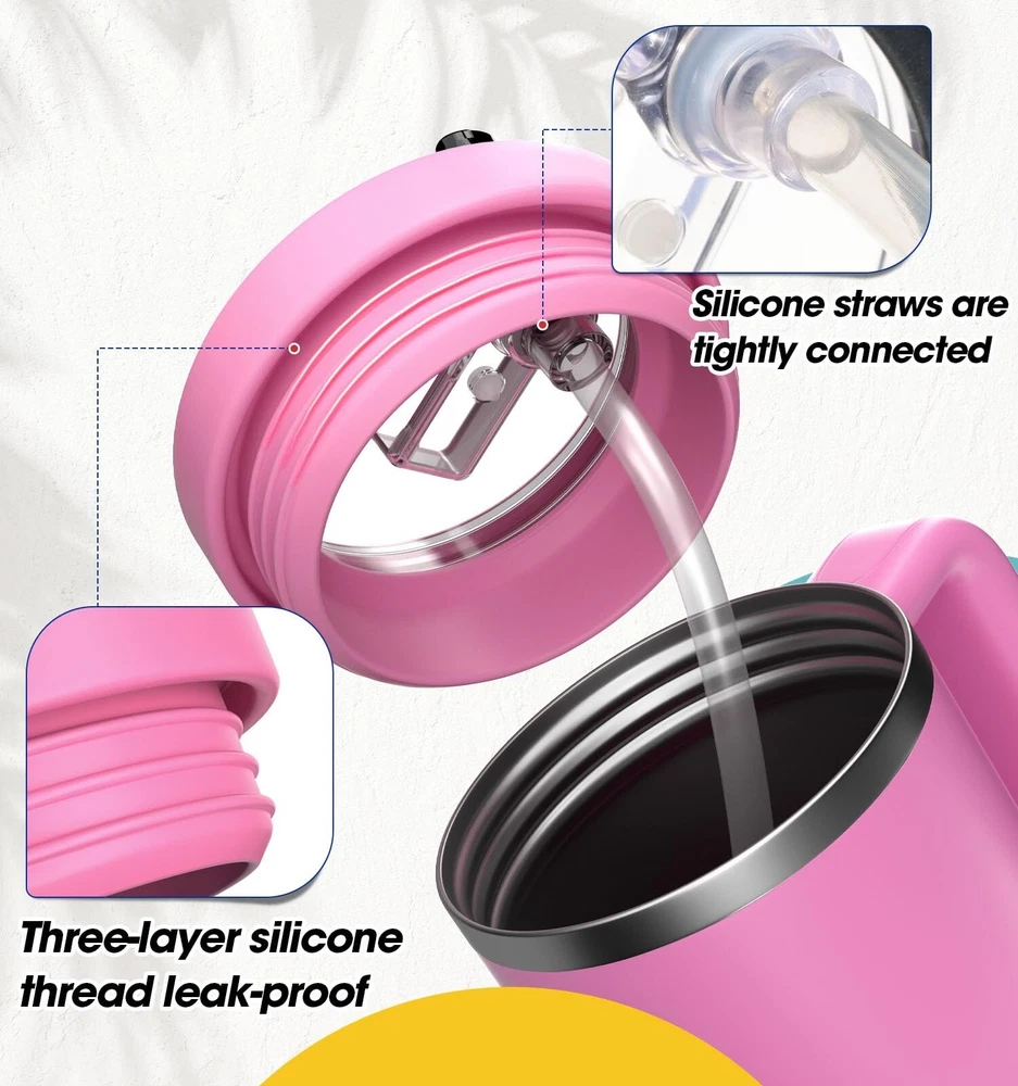 Tumbler Flip Straw Lid Silicone for 40 Oz Stanley Quencher, Leak Proof Cover ...