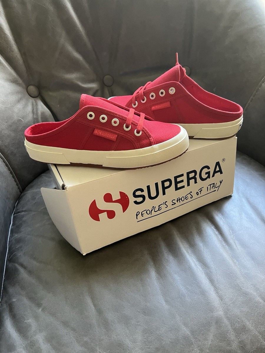 Women's Sneakers Superga Flame Red Mules Slip On Sz 36 NIB NWT