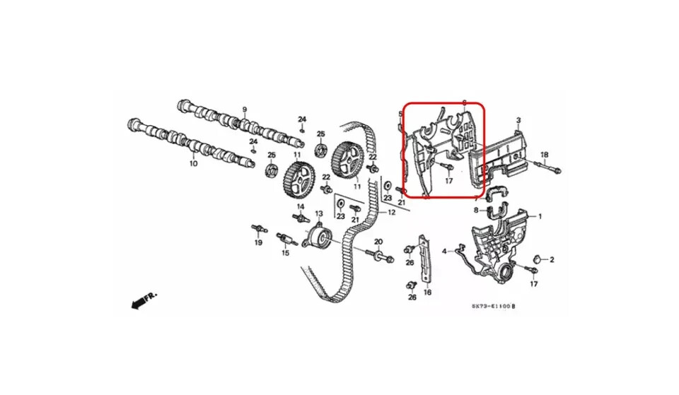 HONDA GENUINE CIVIC EF9 SIR B16A VTEC Timing Belt Upper Cover 11840PR3