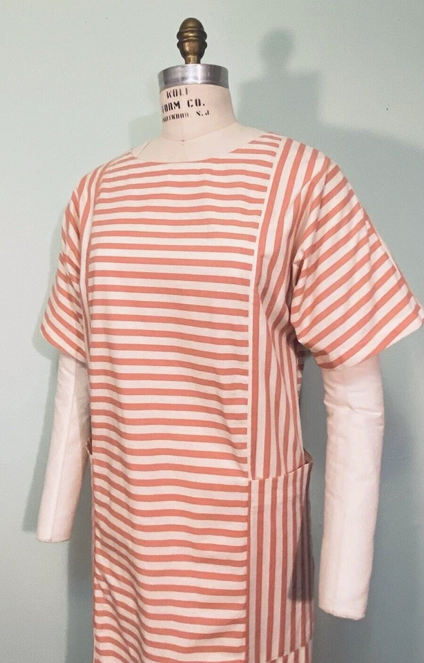 Vestido túnica informal de algodón We3Ltd años 80 de colección a rayas rosas y blancas Foto 2 de 4