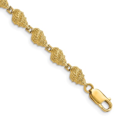 7'' 14K Gelbgold Muschel Muschel Armband