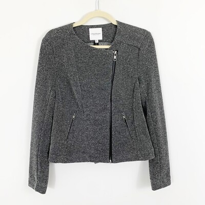 Catherine Malandrino Runway Moto Blazer Size Medium Gray Full Zip Jacket Unlined