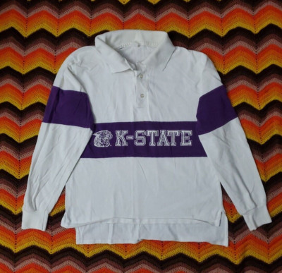 MEDIUM 80s 90s K-State Wildcats Rugby Shirt mens VTG Ksu Kansas Polo retro G320