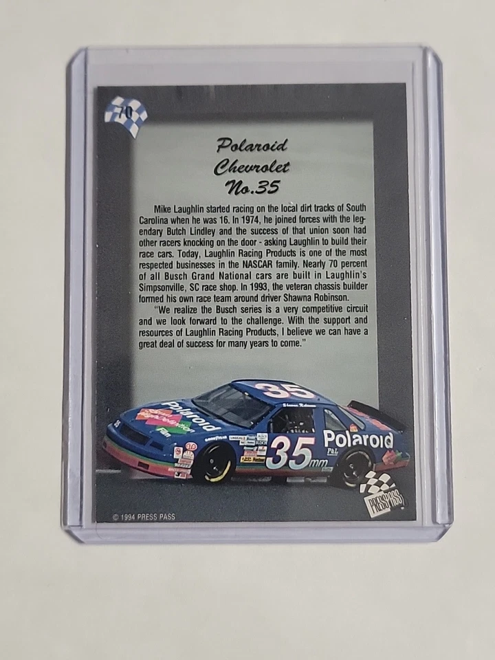 1994 Press Pass Mike McLaughlin Mike Laughlin Butch Lindley Shawna Robinson #70 - Image 2 of 2