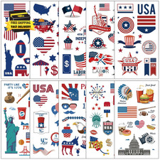 Fourth of July Temporary Tattoos Set Patriotic Decorations Stickers 10 Sheets fo