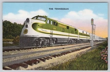 c.1941 Southern Railway The Tennessean Streamlined Diesel Train Linen Postcard