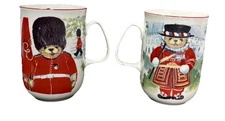 Vtg Guardsman Tea Coffee Mugs England PS Set Of 2 Beefeaters Britain  *READ *