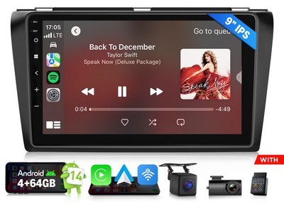 CAM+OBD+DVR+For 2004-2009 Mazda 3 4+64G 9'' Android Auto CarPlay Car Stereo Radio