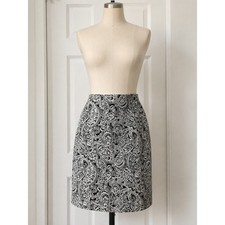 Talbots Skirt Sz 8 Black White Paisley Pencil Skirt - Skirt