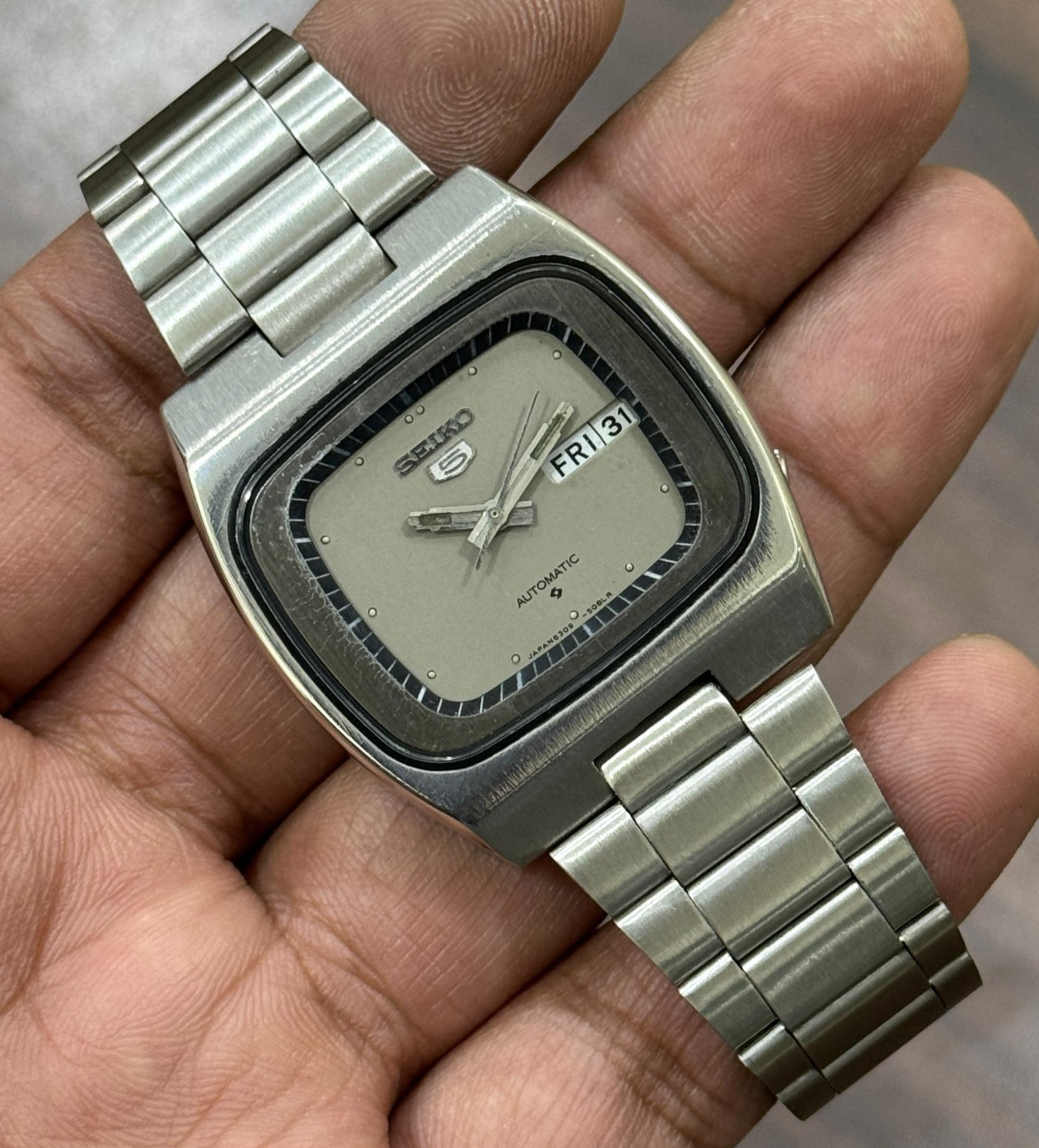 Gray Square For 5 Dial Seiko Automatic Japan Watch 6309 Wrist Mens Vintage - vintagewatches.pk