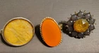 3 Vintage Stretch Ring Cocktail Sparkly Costume Jewelry Orange Yellow Purple