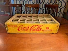 Vintage Drink Coca Cola in Bottles 24 bottle crate wooden carrier Yellow & Red