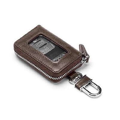 BAKUN Premium Mini Leather Car Key Case, Car Smart Key Chain Holder Brown