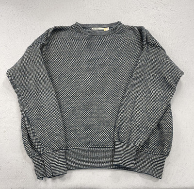 VINTAGE Grandpa Sweater Mens XL Blue Pullover MAPS Birdseye Cotton Crewneck 90s