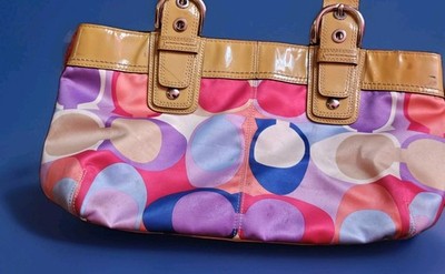 COACH #13798 Colorful Sateen Signature Soho Pleated Purse Tote