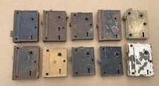 OUTSTANDING Lot of (10)  Antique DOOR RIM LOCKS Mixed Sizes Applied on door