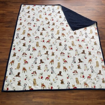 Members Mark Christma Dogs Throw Blanket 62''x70'' Fleece Pug Dalmation Terrier