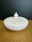 Vintage Fostoria Colony Glass Covered Candy Box Dish Pink Peach