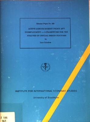 Active Labour Market Policy and Unemployment - A Framework for the Analysis of C