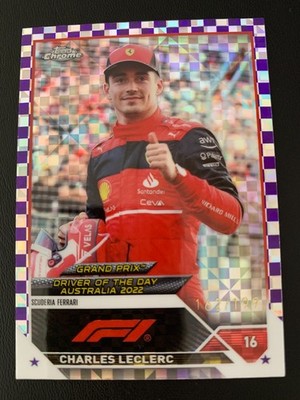 2023 Topps Chrome Formula 1 Purple Checker Flag X-Fractor Charles Leclerc ed/199