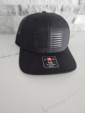 Richardson 112 Leatherette American Flag Black/Black Patch Hat