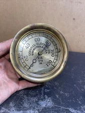 Antique Brass General Electric Co SCHENECTADY Air 3 1/2 Gauge Train Steampunk 