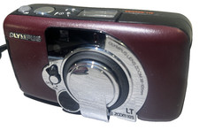 Olympus LT-Zoom 105 35mm Point Shoot Film Camera - Burgundy Leather - MINT