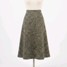 Vintage Les Cr ations Florence Paris Wool Tweed A-Line Midi Skirt Made in France