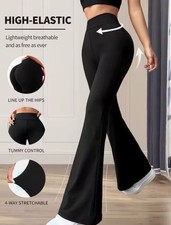 Women's spring and summer high waisted tight fitting flared pants, slim leg long