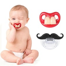 Funny Baby Pacifiers 0-18 Months - Mustache Teeth Designs, Mustache teeth