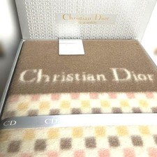 Christian Dior Wool Blanket Logo Brown Vintage Checkerd Deadstock Not Used