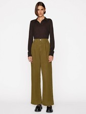 FRAME Wide Leg Pleated Chino Pant Army Green 27 NWT $348